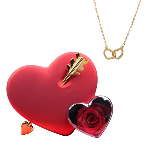 Eternal Rose Love Box with Engraved Necklace