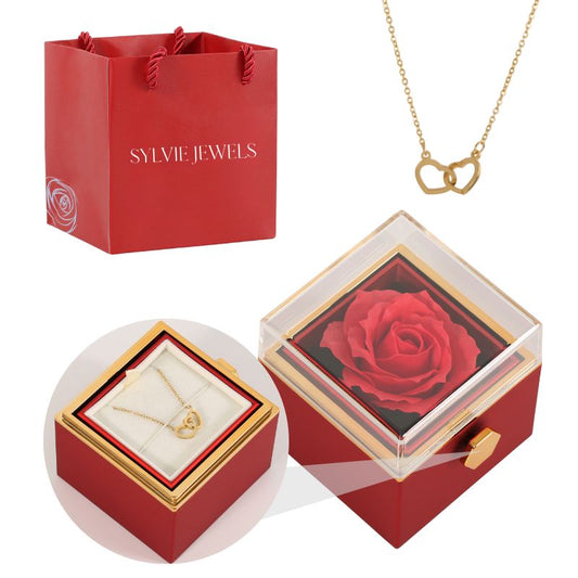 Eternal Rose Box with Engraved Necklace